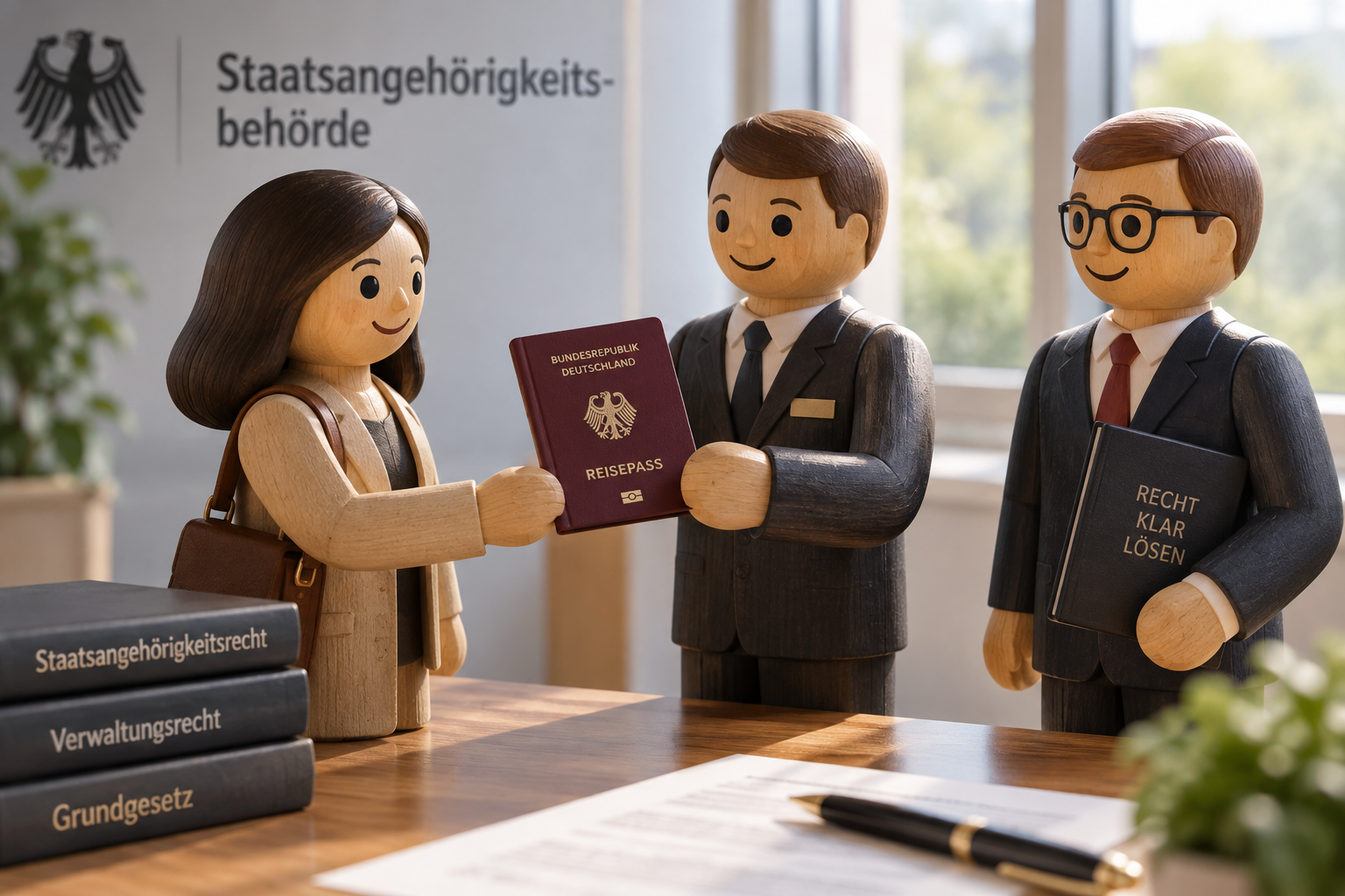 Übergabe eines deutschen Reisepasses bei der Staatsangehörigkeitsbehörde